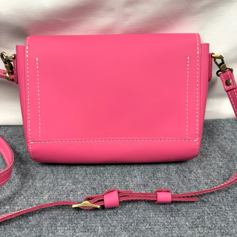 Portland Leather Goods Hot Pink Metro Crossbody Bag Purse Minimalist Artisan - Picture 3 of 10